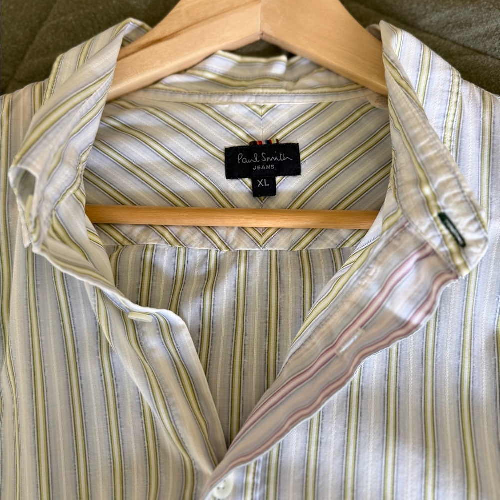 Paul Smith Light Blue, Yellow, Striped Button-Down Shirt